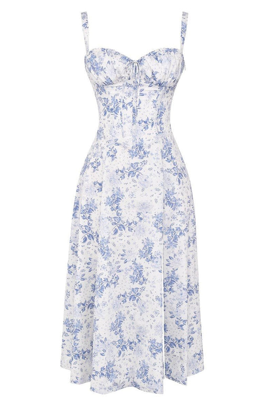 Abito midi a corsetto floreale Cannes
